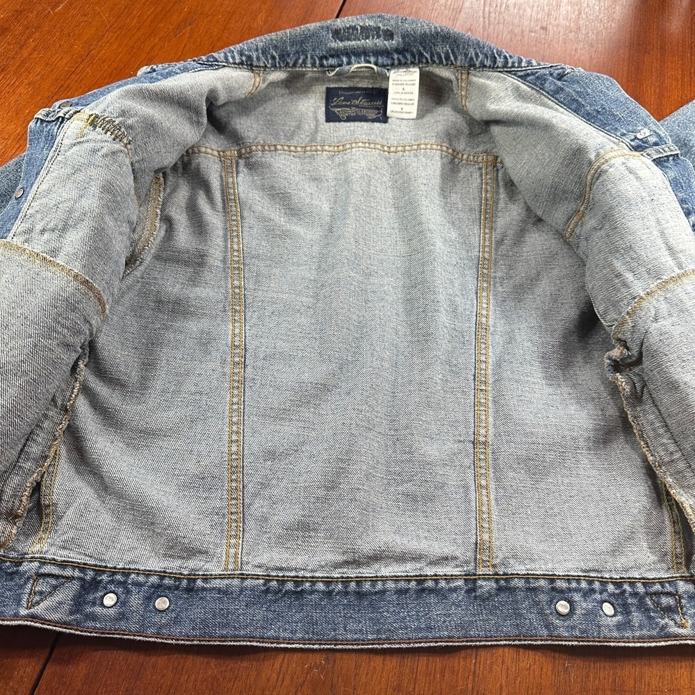 Vintage Levi Strauss Signature Denim Trucker Jacket Sz S Gorpcore Workwear Indie - Picture 6 of 14